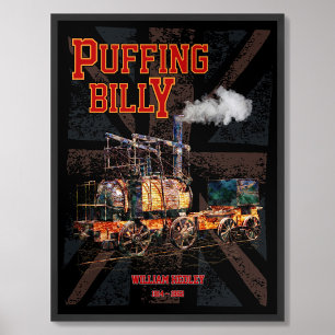 Puffing Billy Steam Train English Locomotive Framed Art