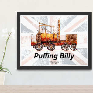 Puffing Billy Steam Train English Locomotive Framed Art