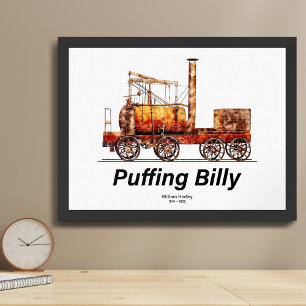 Puffing Billy Steam Train English Locomotive Poster