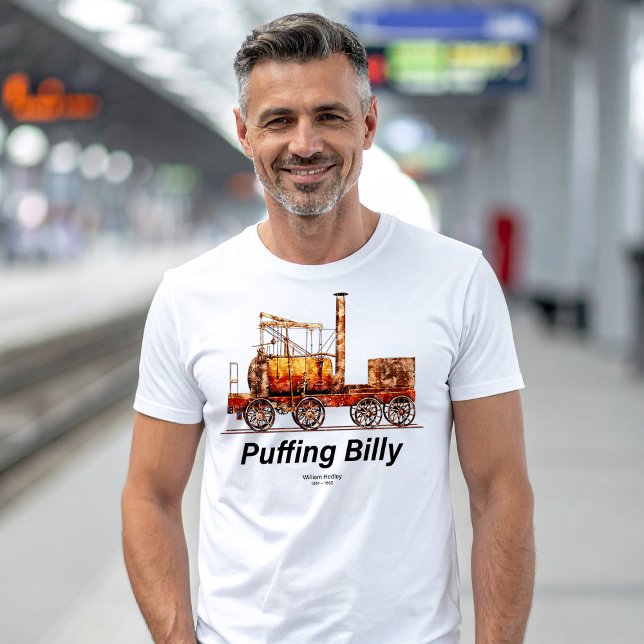 Puffing Billy Steam Train English Locomotive  T-Shirt (Puffing Billy Steam Train English Locomotive. Mens Basic T-Shirt)