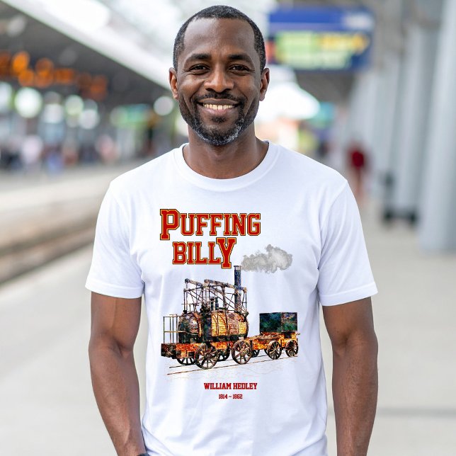 Puffing Billy Steam Train English Locomotive  T-Shirt (Puffing Billy Steam Train English Locomotive. Mens Basic T-Shirt)