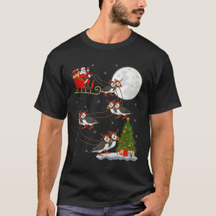 Puffins Bird Santa Sleigh Flying Funny Magical Chr T-Shirt
