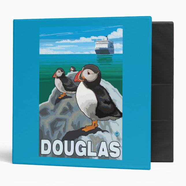 Puffins & Cruise Ship - Douglas, Alaska Binder (Front/Inside)