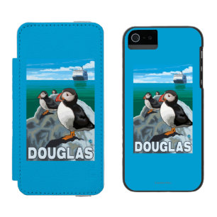 Puffins & Cruise Ship - Douglas, Alaska iPhone SE/5/5s Wallet Case