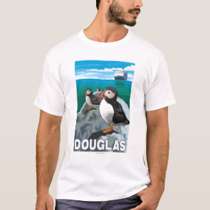 Puffins & Cruise Ship - Douglas, Alaska T-Shirt