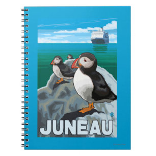 Puffins & Cruise Ship - Juneau, Alaska Notebook