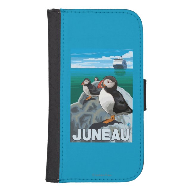 Puffins & Cruise Ship - Juneau, Alaska Samsung Galaxy Wallet Case (Front)