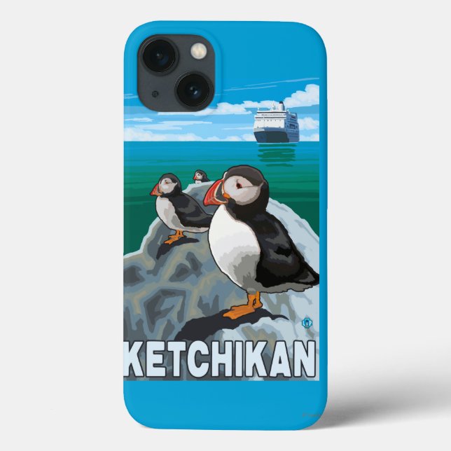 Puffins & Cruise Ship - Ketchikan, Alaska Case-Mate iPhone Case (Back)