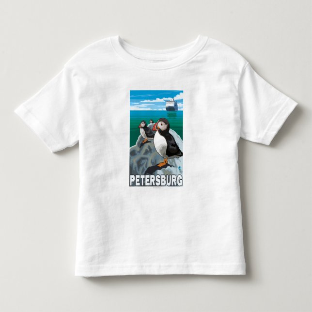 Puffins & Cruise Ship - Petersburg, Alaska Toddler T-shirt (Front)
