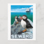 Puffins & Cruise Ship - Seward, Alaska Postcard