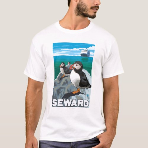 Puffins  Cruise Ship _ Seward Alaska T_Shirt