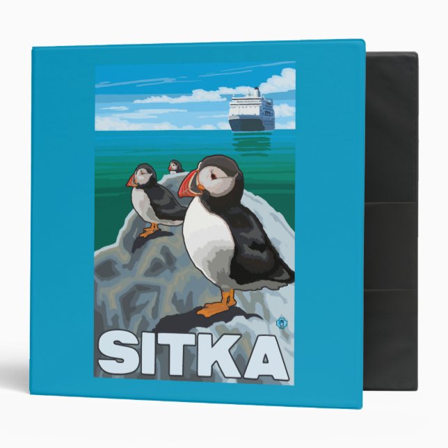 Puffins & Cruise Ship - Sitka, Alaska Binder (Front/Inside)