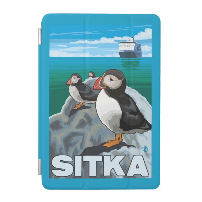 Puffins & Cruise Ship - Sitka, Alaska iPad Mini Cover (Front)