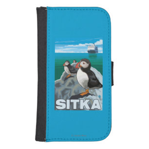 Puffins & Cruise Ship - Sitka, Alaska Samsung S4 Wallet Case