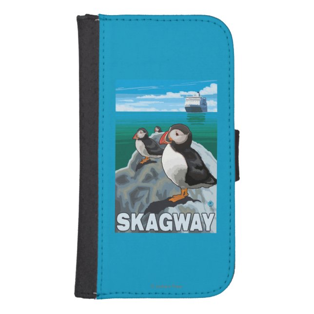Puffins & Cruise Ship - Skagway, Alaska Samsung Galaxy Wallet Case (Front)