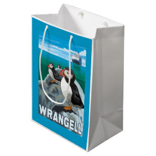 Puffins & Cruise Ship - Wrangell, Alaska Medium Gift Bag