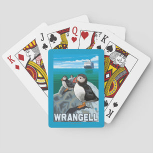 Puffins & Cruise Ship - Wrangell, Alaska Poker Cards