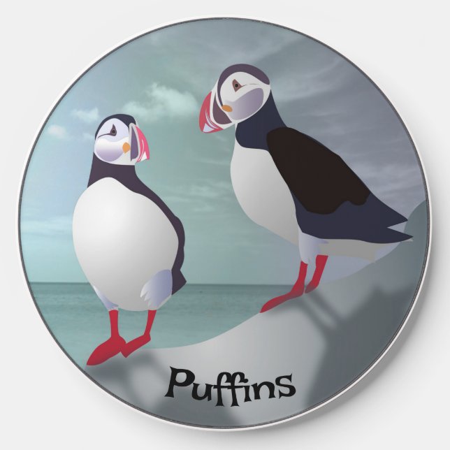 Puffins Design Wireless Charger (Front)