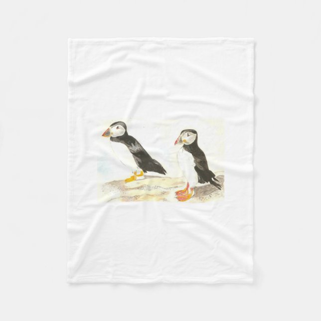 Puffins Fleece Blanket (Front)