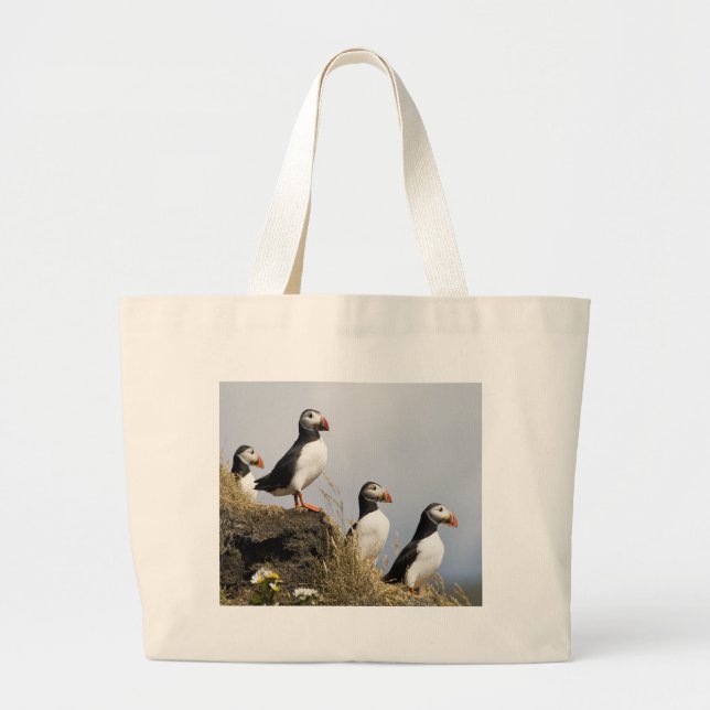 Puffins Large Tote Bag (Front)
