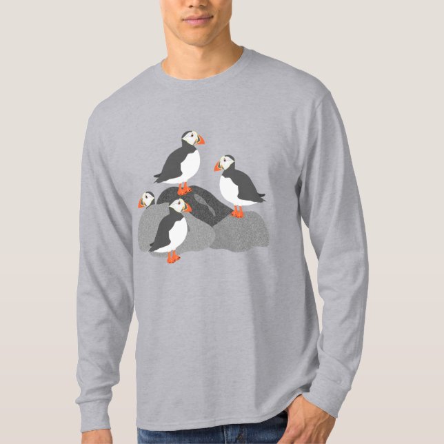 Puffins Long Sleeve Mens Tshirt (Front)