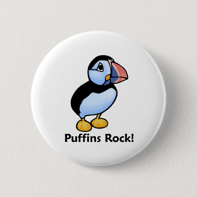 Puffins Rock! Pinback Button (Front)
