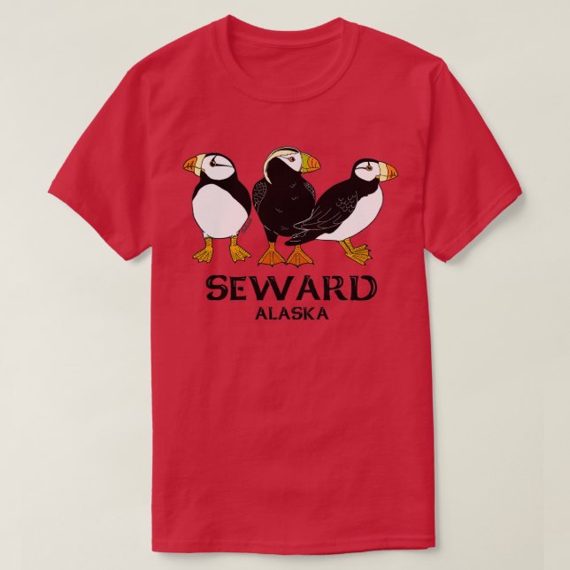 Puffins Seward AK T-Shirt (Design Front)