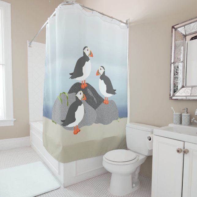 Puffins Shower Curtain (In Situ)