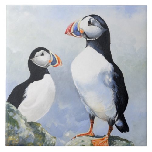 Puffins TileTrivet Ceramic Tile