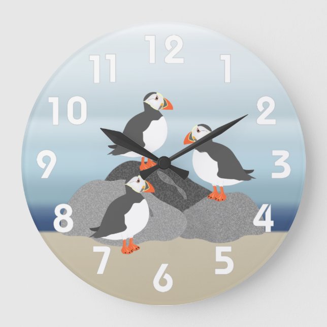 Puffins Wall Clock (Front)