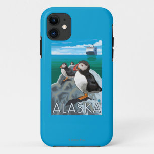 Puffins watching a Cruise Ship iPhone 11 Case