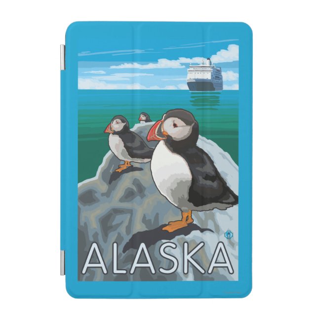 Puffins watching a Cruise Ship iPad Mini Cover (Front)