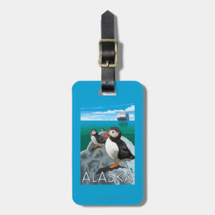 Puffins watching a Cruise Ship Luggage Tag