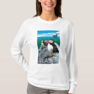 Puffins watching a Cruise Ship T-Shirt