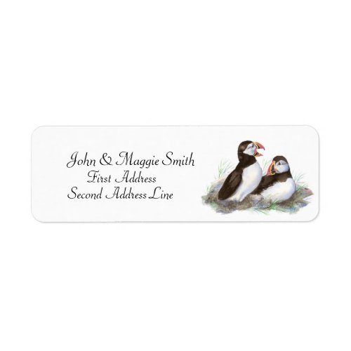 Puffins Watercolor Bird Collection Label
