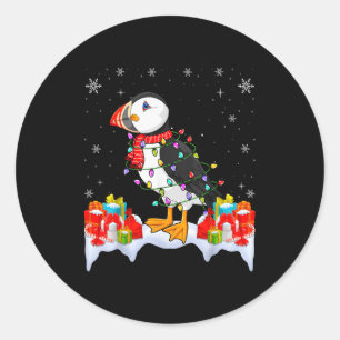Puffins Wearing Xmas Light - Puffins Lover Christm Classic Round Sticker