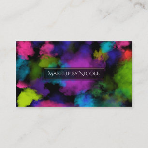 Puffs of Color Makeup Artist Beauty Salon Black Business Card