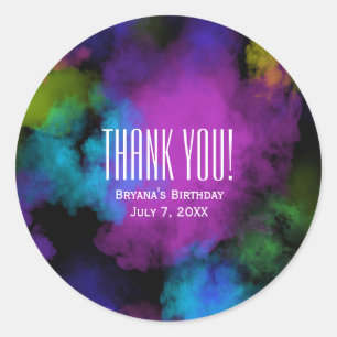 Puffs of Color Makeup Beauty Birthday Party Favor Classic Round Sticker