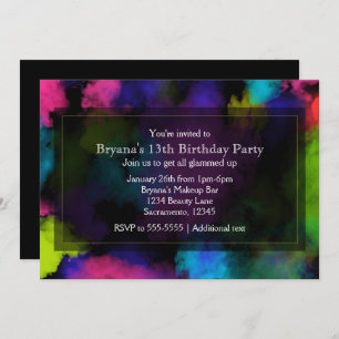 Puffs of Color Makeup Beauty Party Invitations