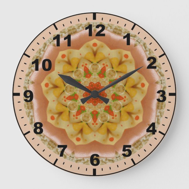 ~ Puffy Apricot and Lemon Fractal ~ Large Clock (Front)