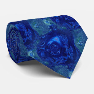 Puffy Blue Rose Neck Tie