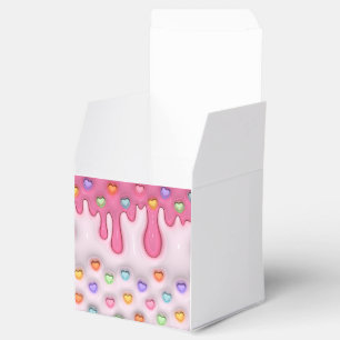 Puffy Cake Frosting Dripping Hearts Favor Boxes