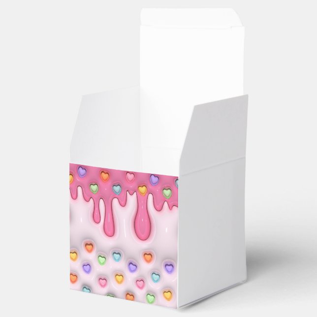 Puffy Cake Frosting Dripping Hearts Favor Boxes (Opened)