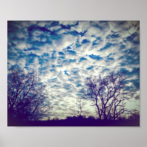 Puffy Clouds and a Blue Sky Nature Poster