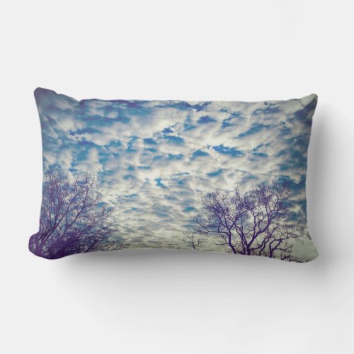 Puffy Clouds Blue Sky Nature Outdoor Lumbar Pillow