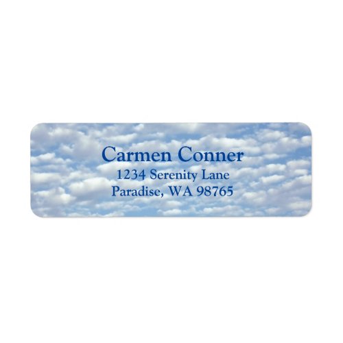 Puffy Clouds on Beautiful Blue Sky  Label