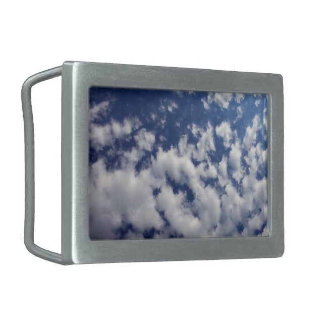 Puffy Clouds On Blue Sky Belt Buckle (Front Left)