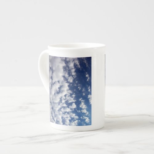 Puffy Clouds On Blue Sky Bone China Mug