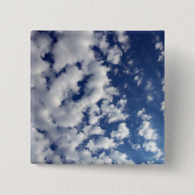 Puffy Clouds On Blue Sky Button (Front)