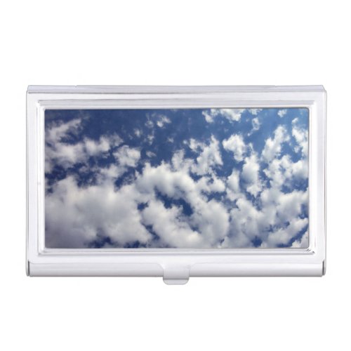 Puffy Clouds On Blue Sky Case For Business Cards